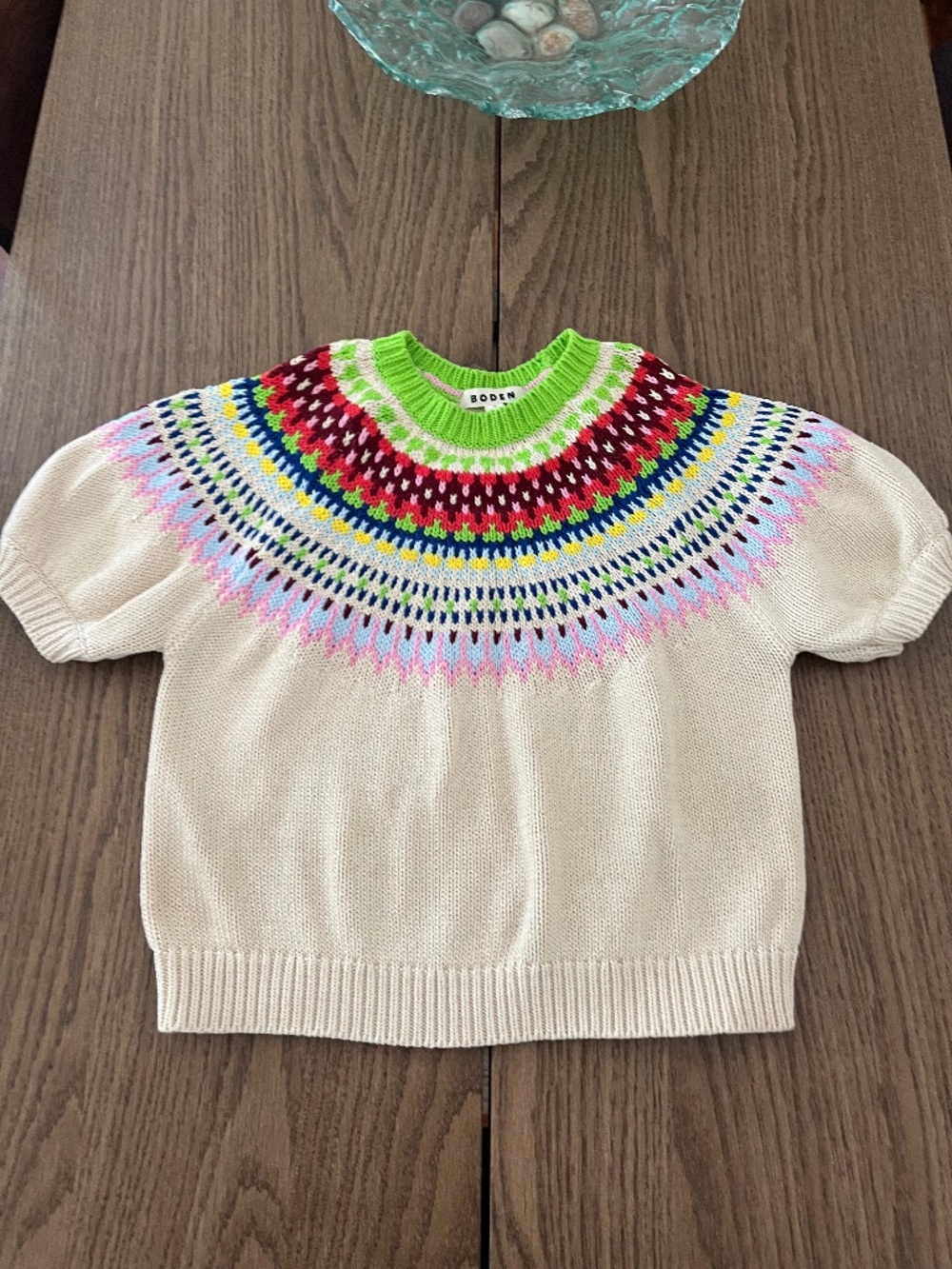 Boden Short puff sleeve Oatmeal Melange Sweater